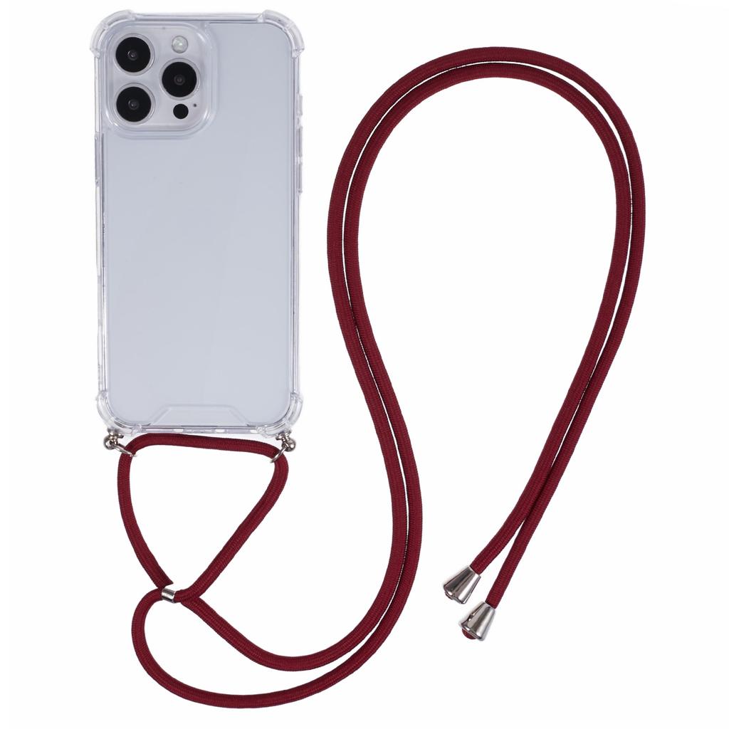 For iPhone 16 Pro Max Crossbody Case Acrylic+TPU Transparent Phone Cover Reinforced Corners