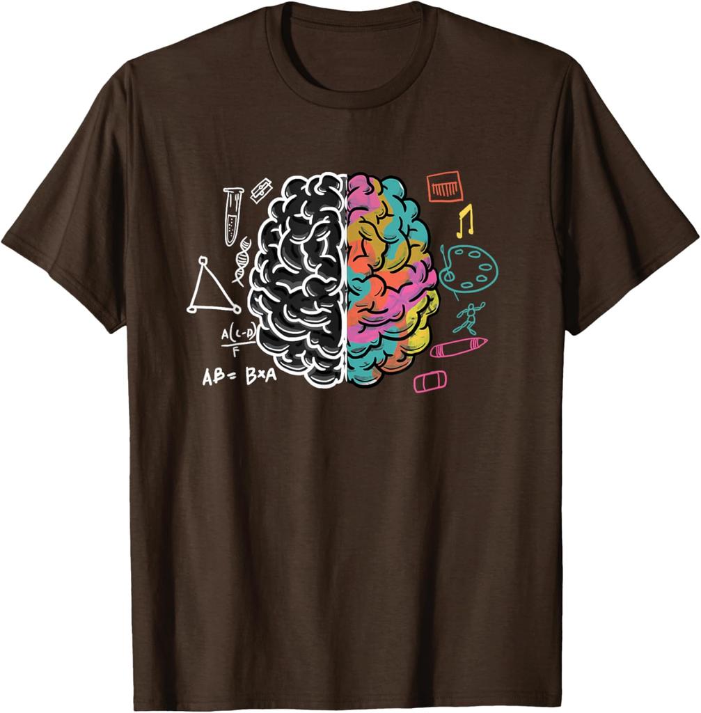 Brain Left Right Logic Art Graphic Tee Men Science Physician Neurologist Gift Casual T-Shirt