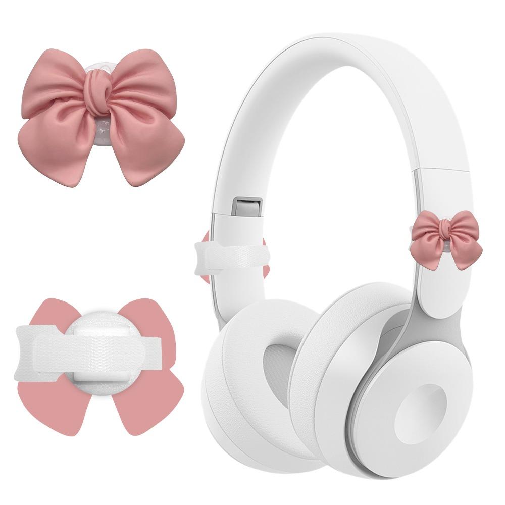 2PCS Silicone Headphone Decorations Bow Shape Headphone Accessories Headset Attachment Girls
