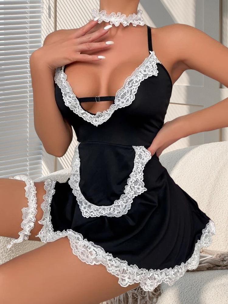 Alluring Women's Lingerie: Quick-Release Maid Costume & Sexy Set