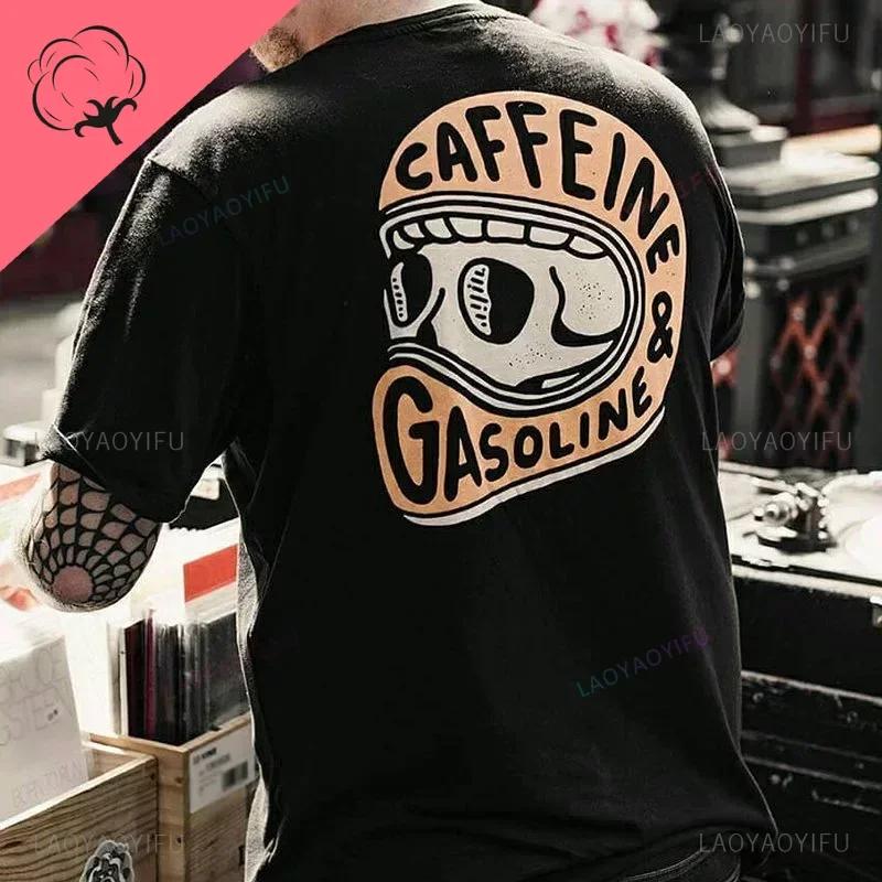 Gothic Harajuku Biker Skull Graphic Tshirts Men Fashion Trend Short Sleev Tops Dark Punk Skulls Retro T Shirt Male Oversized Tee