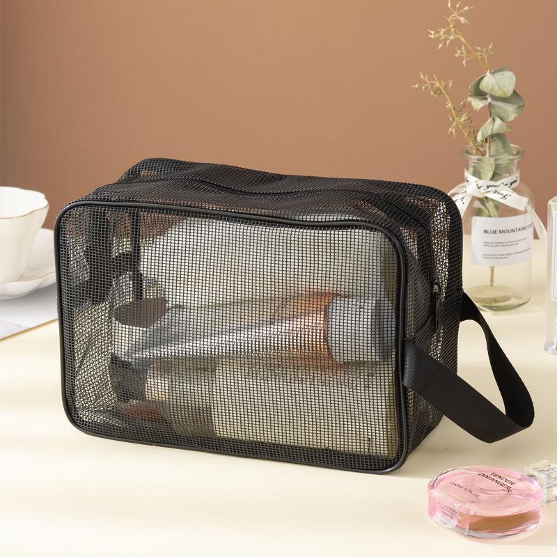 Unisex Travel Organizer: Mesh Cosmetic & Shower Bag with Multi-Pockets