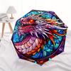 Stained Dragon Wall Art: Vibrant Fantasy DecorUmbrella, Portable 3-Fold Compact Umbrella,Christmas Gift ES476