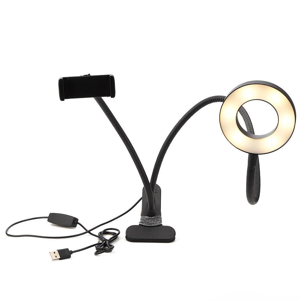 USB Powered Adjustable LED Fill Light Photography Light Phone Bracket for Live Broadcast Black