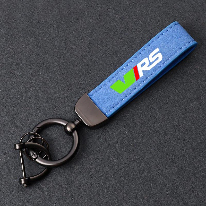 Car Keychain Keyring Metal Suede Key Chain Ring Emblem for Skoda VRS Octavia Kamiq Kodiaq Karoq RS Superb Fabia Rapid Favorit Ydpf68