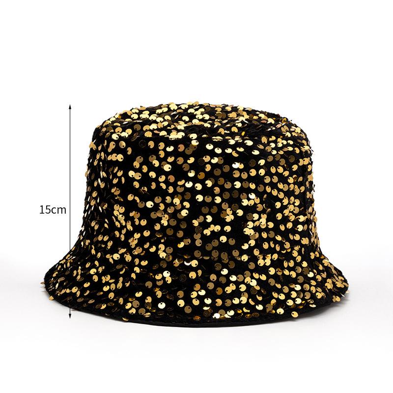 Sequined Bucket Hat Double Sided Hip Hop Shiny Fisherman Cap Women Men Dance Party Kpop Trendy Sun Hat New