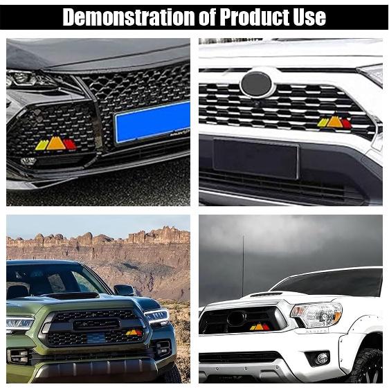 Car Tri-Color Grille Emblem, Auto Snow Mountain Decoration Sticker Triangle Badge Decal, Car Bumper 3-Color Decoration Accessories, Universal for