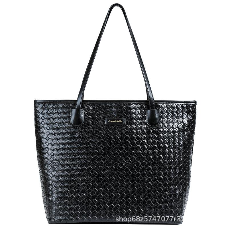 Texture trendy checkered tote bag women's 2025 new fashion casual handbag large-capacity woven shoulder bag