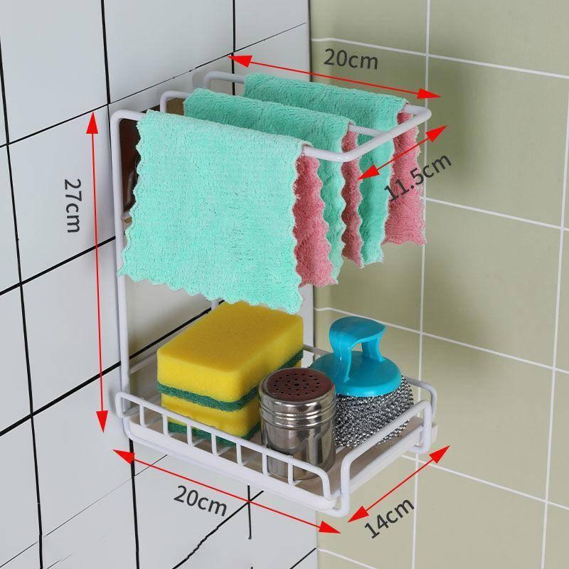 Practical Stainless Steel Shelf Wall-mounted for Kitchen Cloths and Drainage чёрный