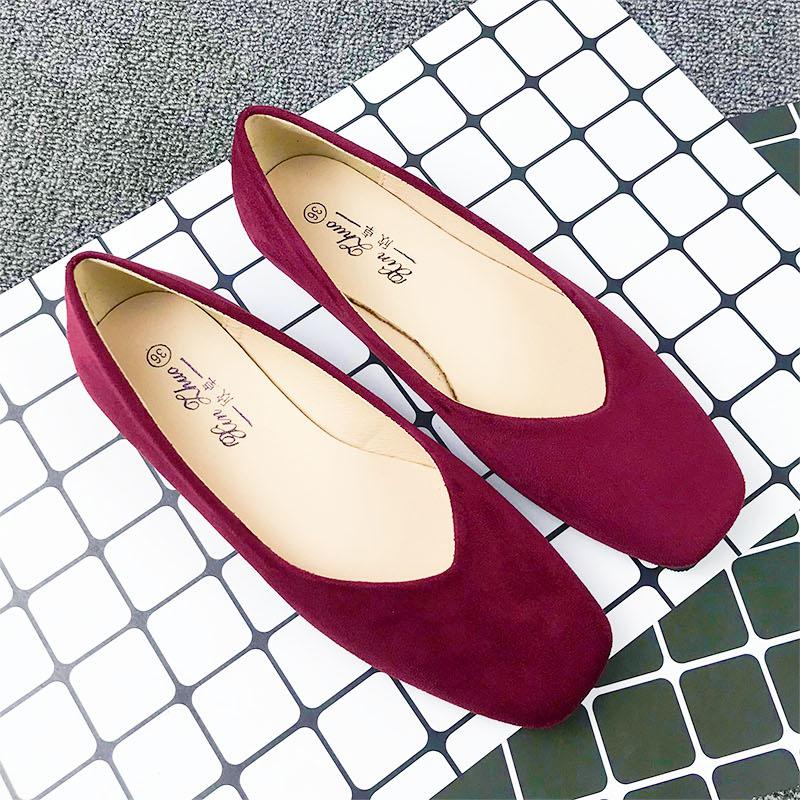 Fashion Flat Shoes for Women 2025 Spring Autumn Solid Square Toe Black Women's Shoes Large Size 43-44 Small Size 31-32 Ladies Shoes