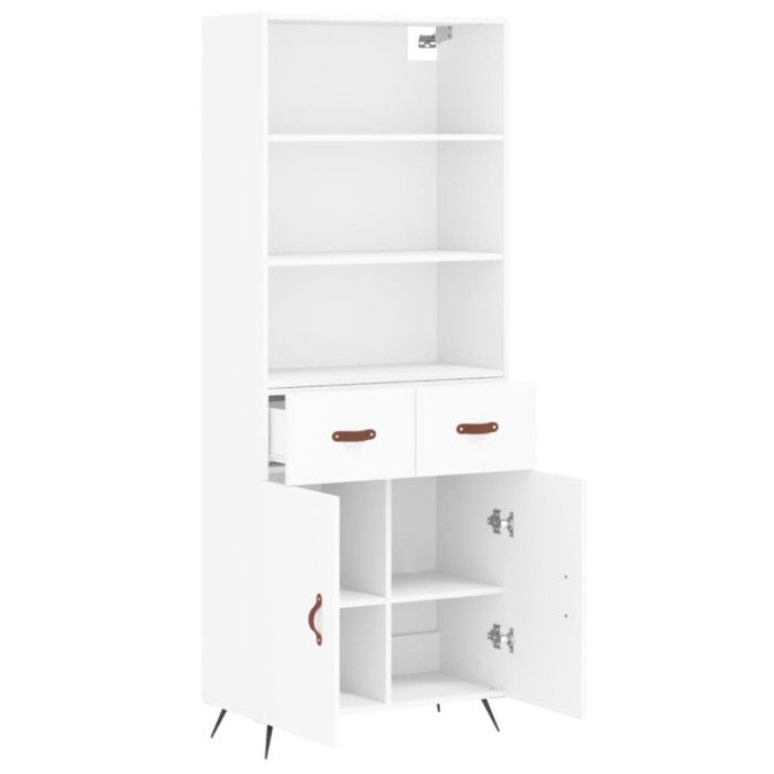 VidaXL Buffet haut Blanc 69,5x34x180 cm Bois d'ingénierie 3200489