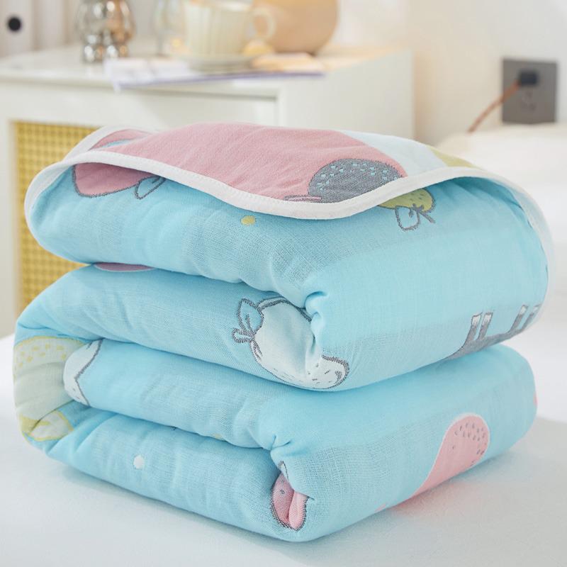 Class A 100% Cotton Six-Layer Gauze Blanket for Children - Lightweight Air Conditioning Quilt, Available In Single/Double Sizes for Summer