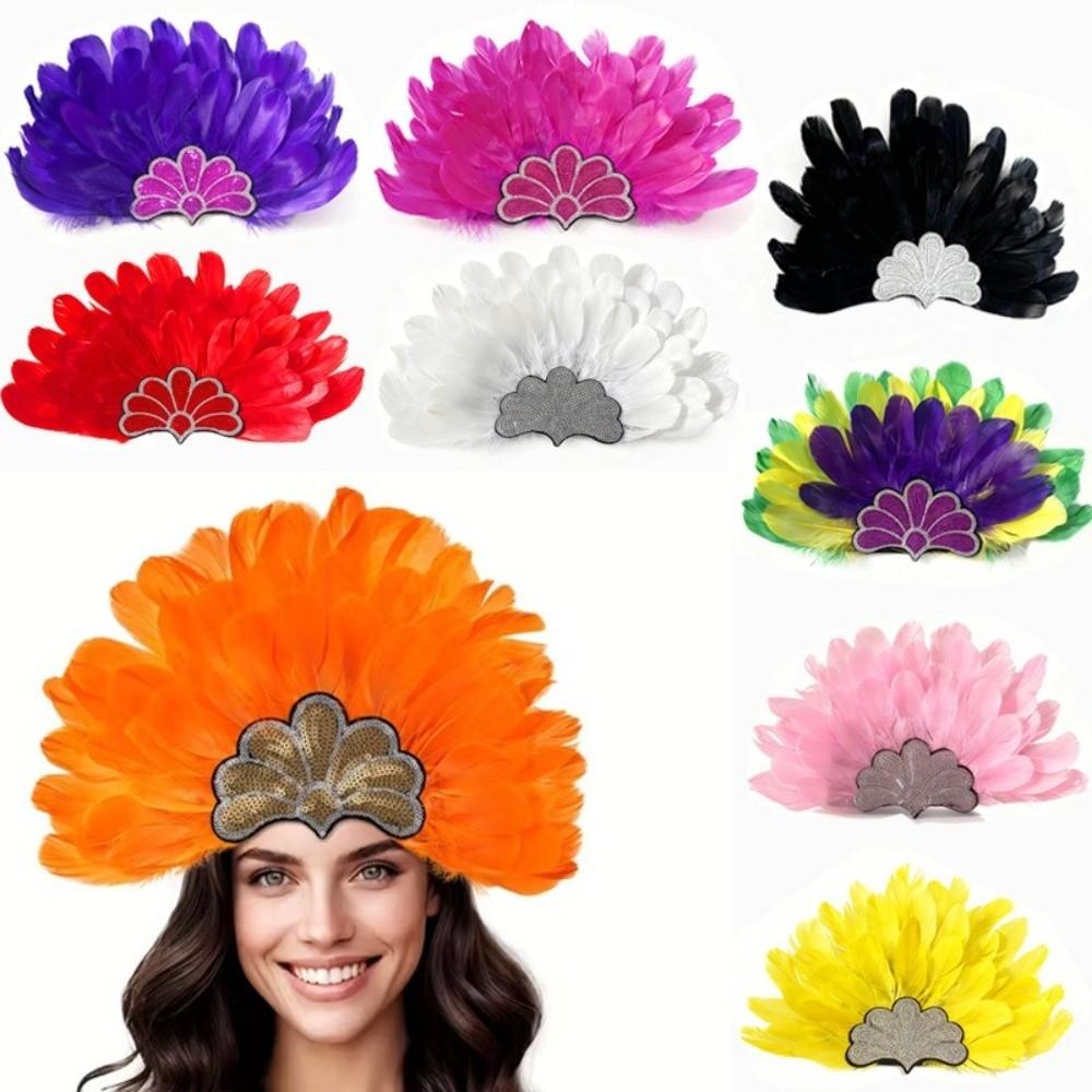 Brazilian Carnival Feather Headpiece Stage Performance Feather Headdress  Hawaiian Party Accessory