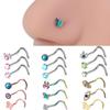 3PCS Pink Crystal Bend Nose Piercing Stud Set Spider Nose Ring Bulk Twist Butterfly Nose Rings And Studs Pack Piercing Nariz Lot