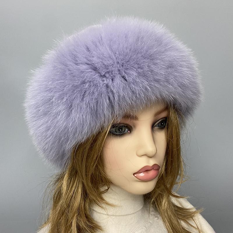 Soft Stylish Winter Fur Hats for Women Furry Fluffy Knitted Fox Rabbit  Fleece Real Fur  Hat