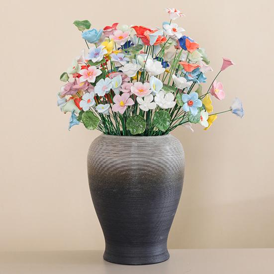 Ručně vyráběná keramická simulace květiny Realistický umělý barevný květ Dekorace Umělá květina se stonkem DIY Dekorace vázy