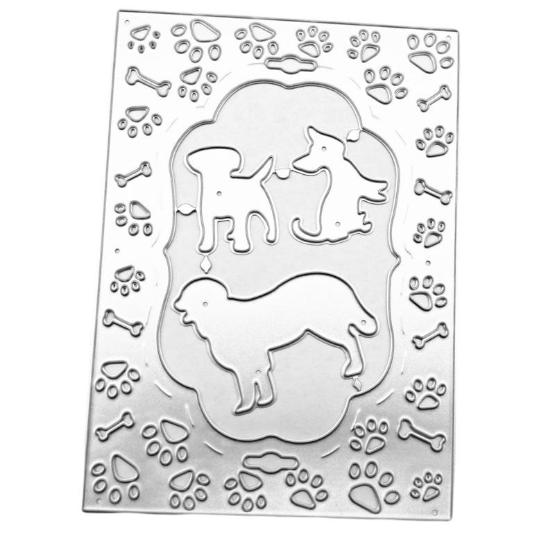 

Поздравительная открытка с тремя собаками, художественный фон, Скрапбукинг, металлические штампы, трафареты для DIY, альбом, декор бумажной карты серебряный