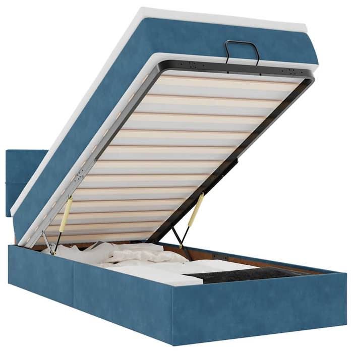 VidaXL Cadre de lit ottoman avec matelas bleu foncé 90x200 cm velours, cadre de lit, cadre de lit rembourré 3312600