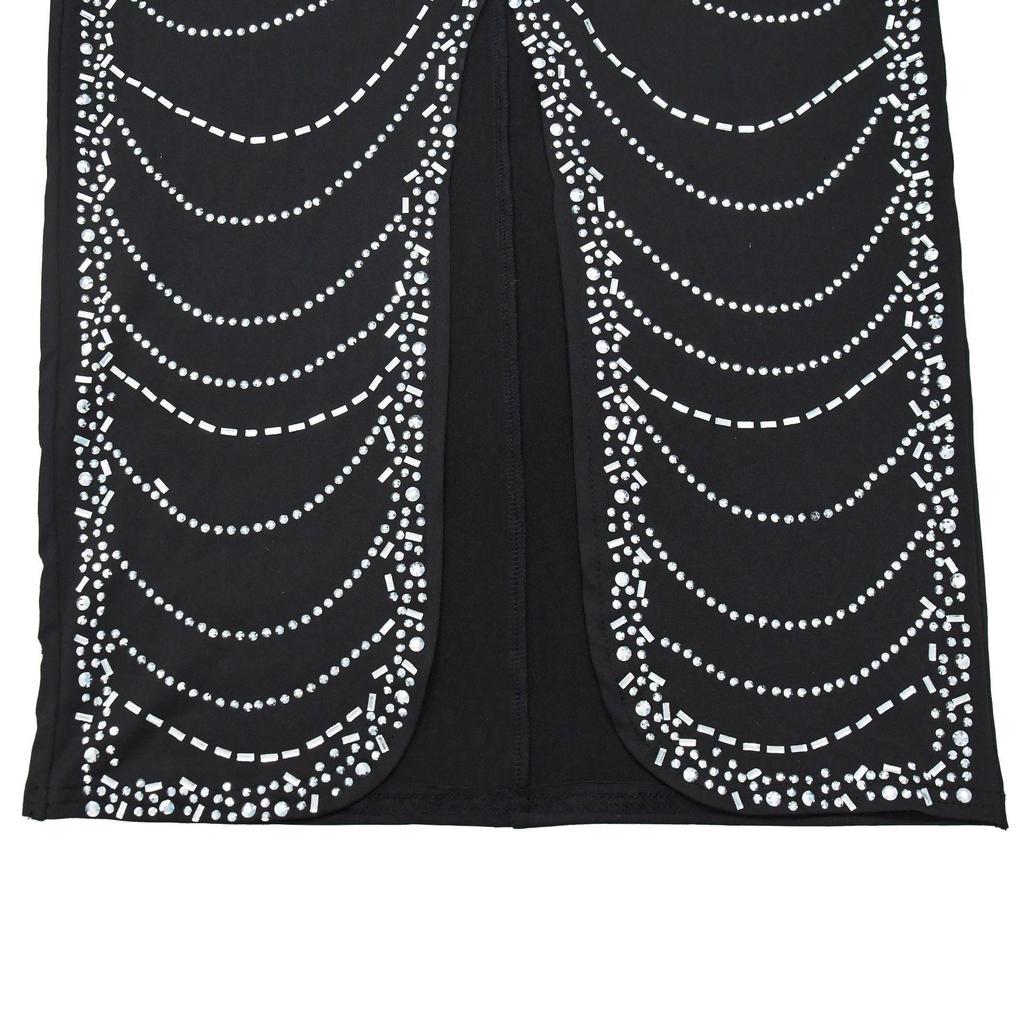 Sexy Figurbetontes Langes Damenkleid mit Strasssteinen