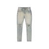 Exit High Street Washed Distressed Ripped Whiskered Slim Fit Skinny Jeans Hip-Hop National Trend Retro Slimming Long Pants for Men