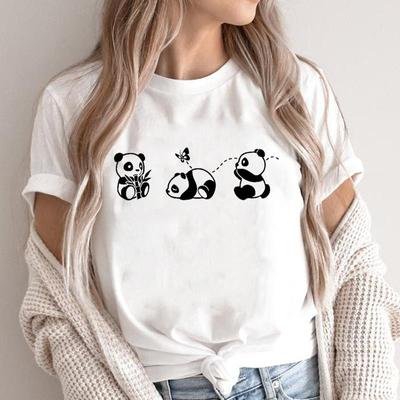 Clothing Short Sleeve Summer Top Women Panda Funny 90s Trend Female Clothes Basic Tee Print Graphic T Shirts Tops T-shirt