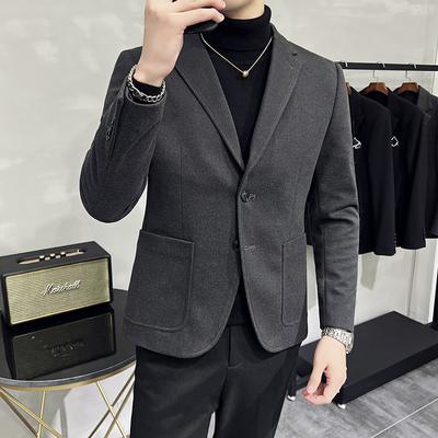Pánské vlněné sako s kapucí, pánské kalhoty, slim fit, značkové, vysoce kvalitní, s jedním knoflíkem, pro muže 2024