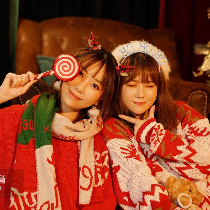 HOHOHO Vánoční čelenka s kamínky - Slavnostní vlasový doplněk na sváteční večírky