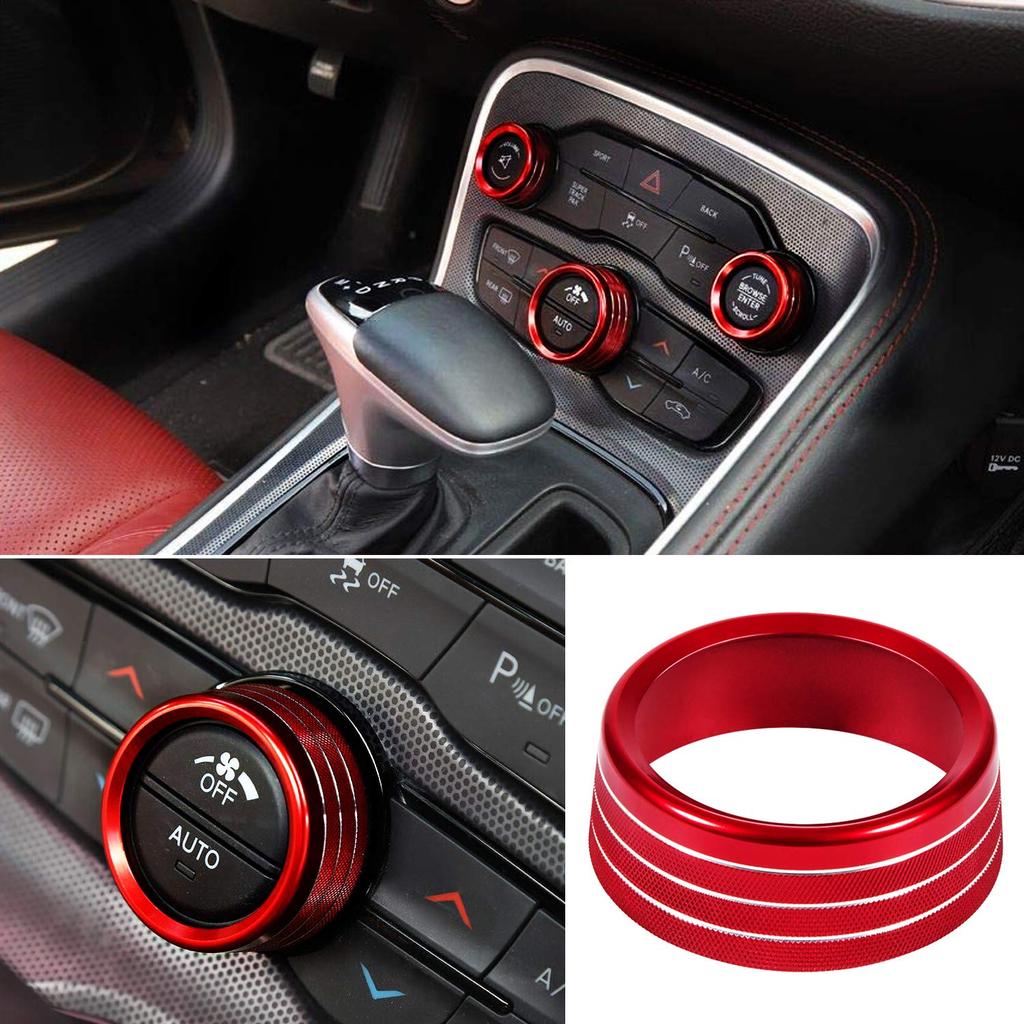 3 Pcs/set Decor  Trim  Rings  Set Air Conditioning Audio Knob Aluminum Alloy Decorative Ring For 15-20 Challenger