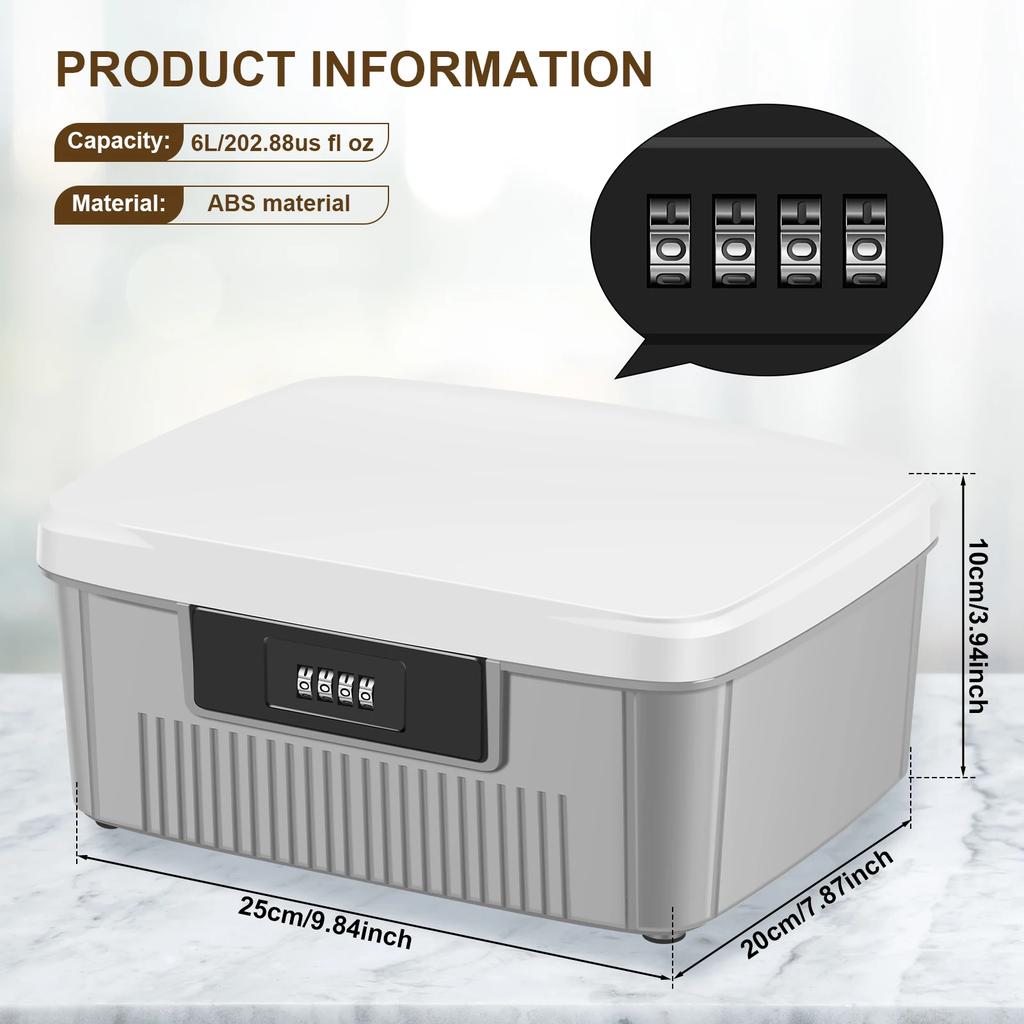 Password Lock Safe Case Household Robust Privacy Organizer Document and ID Box Large Capacity Lockable for Desktop Storage Box