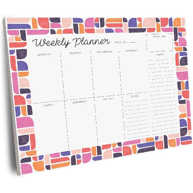 Weekly Planner Pad, 52 Letter Size Tear Off Sheets, 8.5” x 11” Undated Calendar Weekly Desk Planner Notepad, Daily Schedule Priorities To Do List