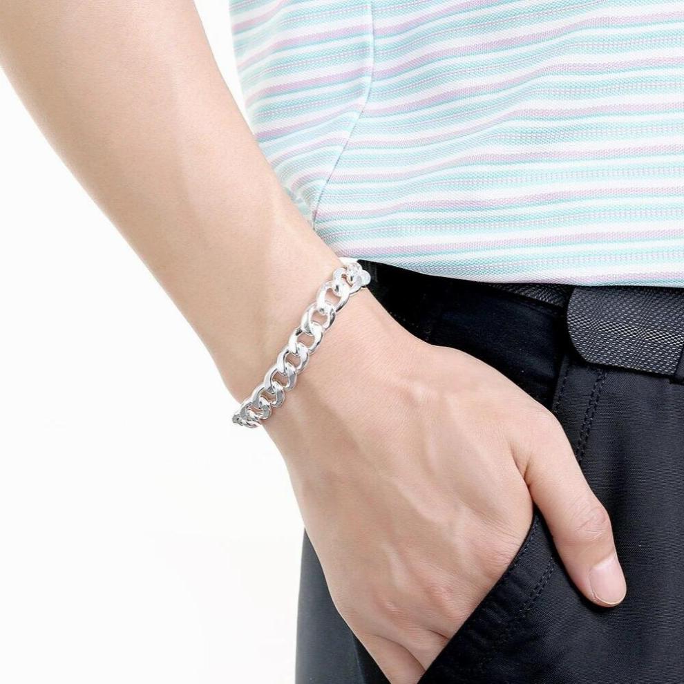 High Men Jewelry 925 Sterling Silver Sets 10MM Link Chain Necklace Bracelet Sets For Male