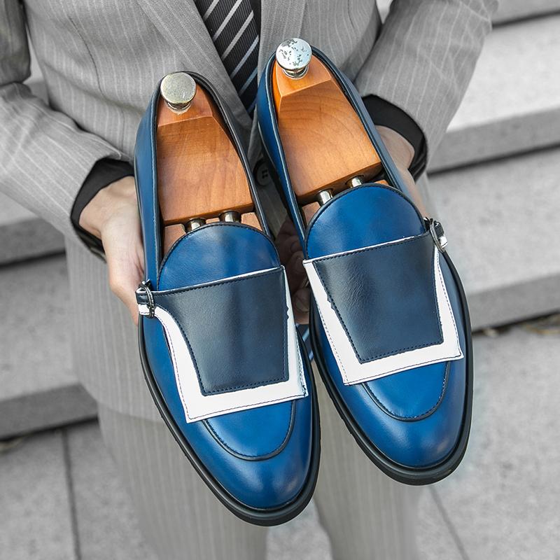 Fashion Slip on New men's loafersLuxury and British style Party and dance Nightclub Adult casual leather shoes 38-46 versatile Hot