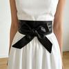 Solid Color Women's Waist Belt Long Ribbon Fashionable Leather Wide Waistband Elegant Bowknot Beautiful Design Decorative Girdle