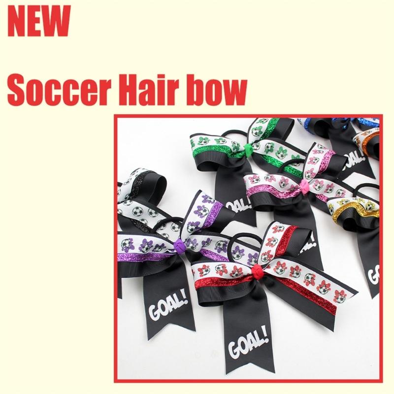 10PCS Soccer Themed Fabric Hair Bowknots Supporter Hair Decorations Perfect For Sports Event And Celebration