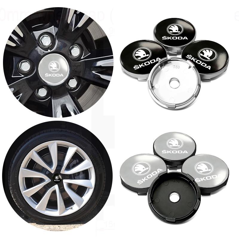 AAAAG1 Car Styling Wheel Center Hub Cap Badge Emblem Sticker Accessories For Skoda Fabia Kamiq Superb Scala Enyaq-iV MK3 VisionS Yeti