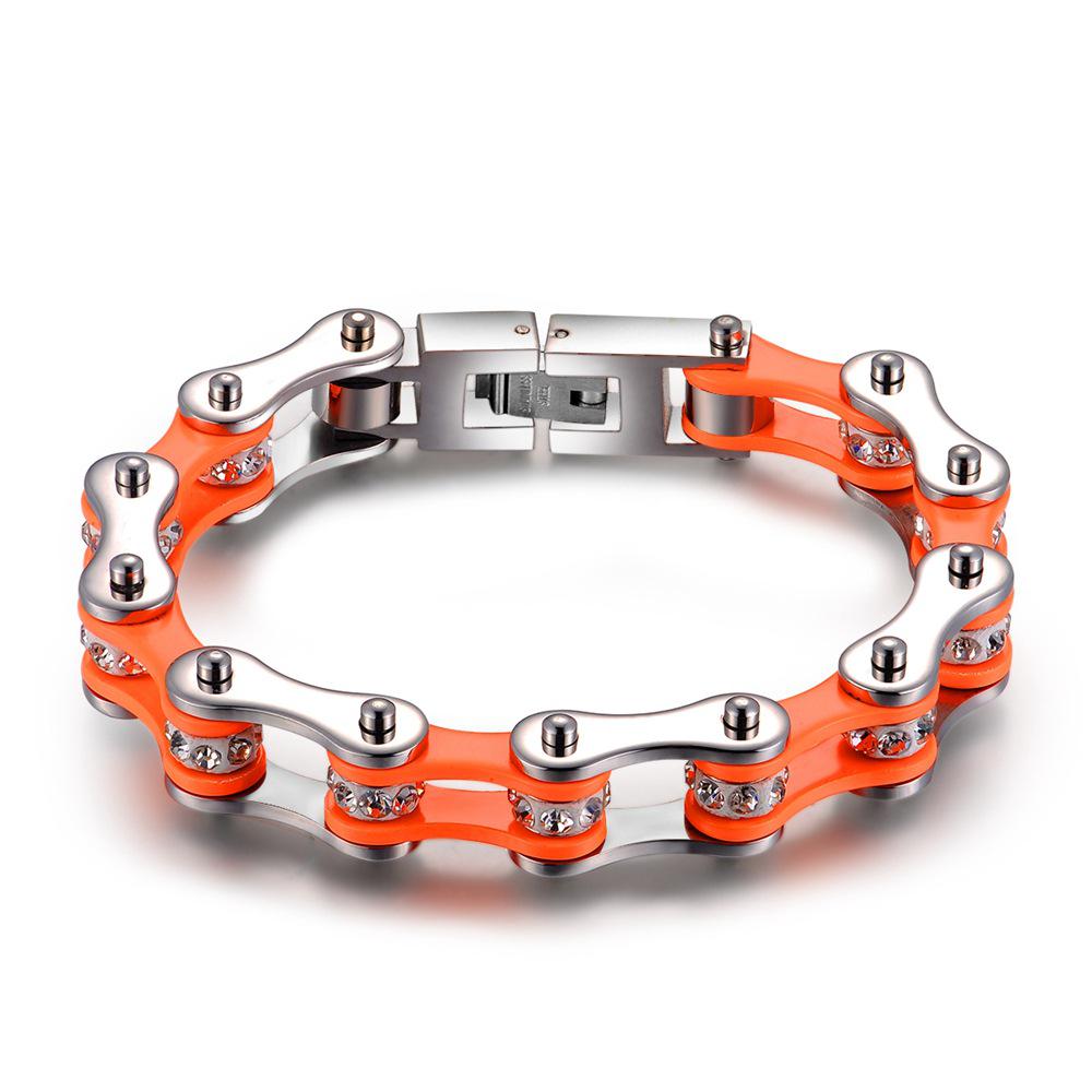 Stainless Steel Bike Chain Bracelet: Custom Colors for Couples & Bikers