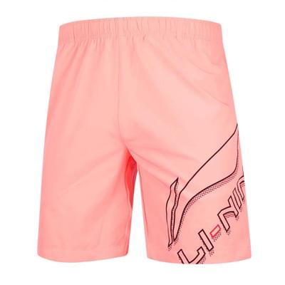 Li Ning Mid Waist Brand Letter Logo Breathable Straight Leg Sports Casual Shorts Men Shorts Orange AAPT057-2-5