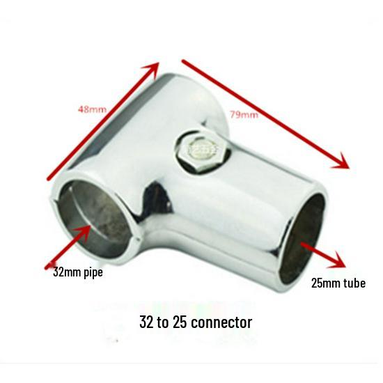 Stainless Steel Two-Way Adapter for 32/25 to 25/22 Round Tube - Clothes Rack Connector