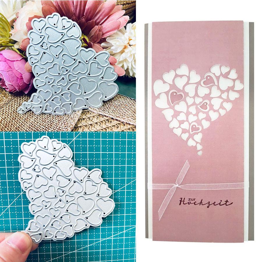 Liebesherzen Metall Stanzschablonen Schablone für DIY Scrapbooking Fotoalbum Prägepapier Karten Basteln Stanzteile