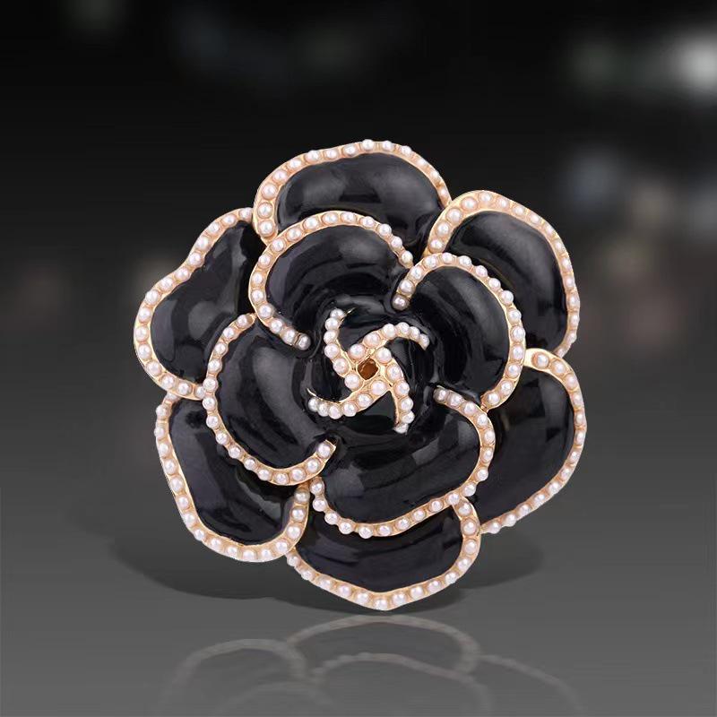 Trending French-Style Pearl Camellia Brooch - Korean Flower Lapel Pin Accessory