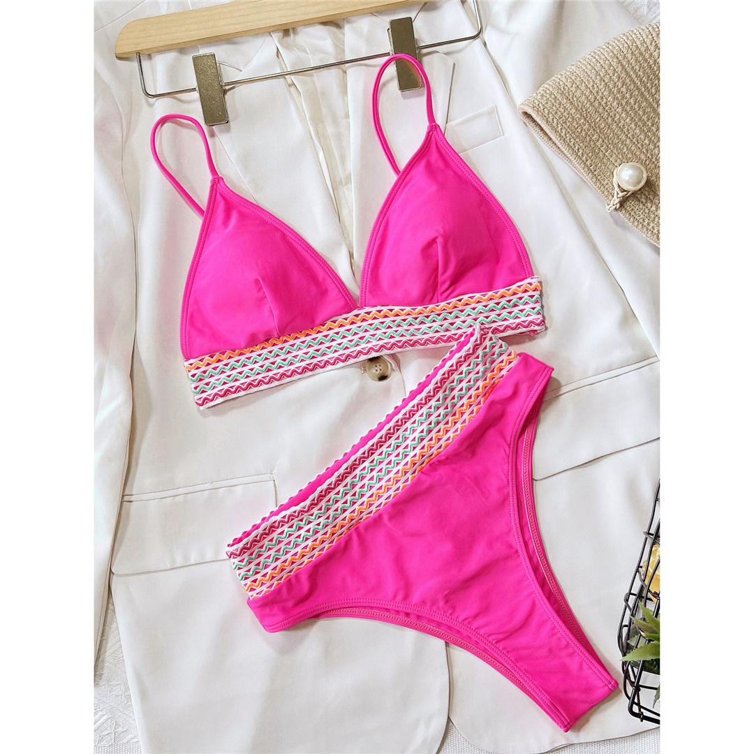 

Сексуальный женский купальник с высокой талией, женский купальник из двух частей, комплект бикини с мягкой подкладкой, купальный костюм, купальный костюм для леди L горячий розовый