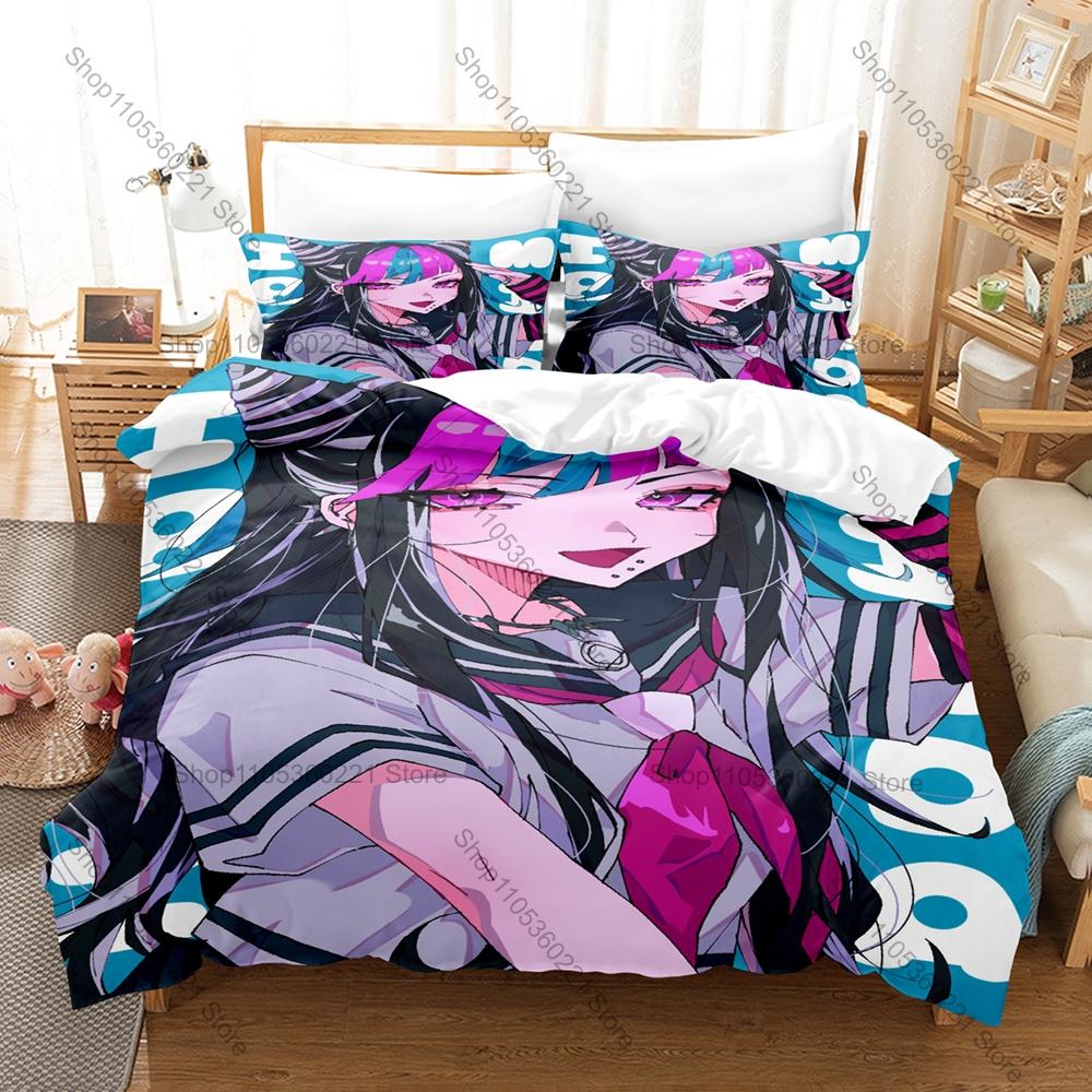 Danganronpa 2 Ibuki Mioda Bedding Set, Duvet Cover & 2 Pillowcases, Punk Rock Character Pattern Breathable All Season