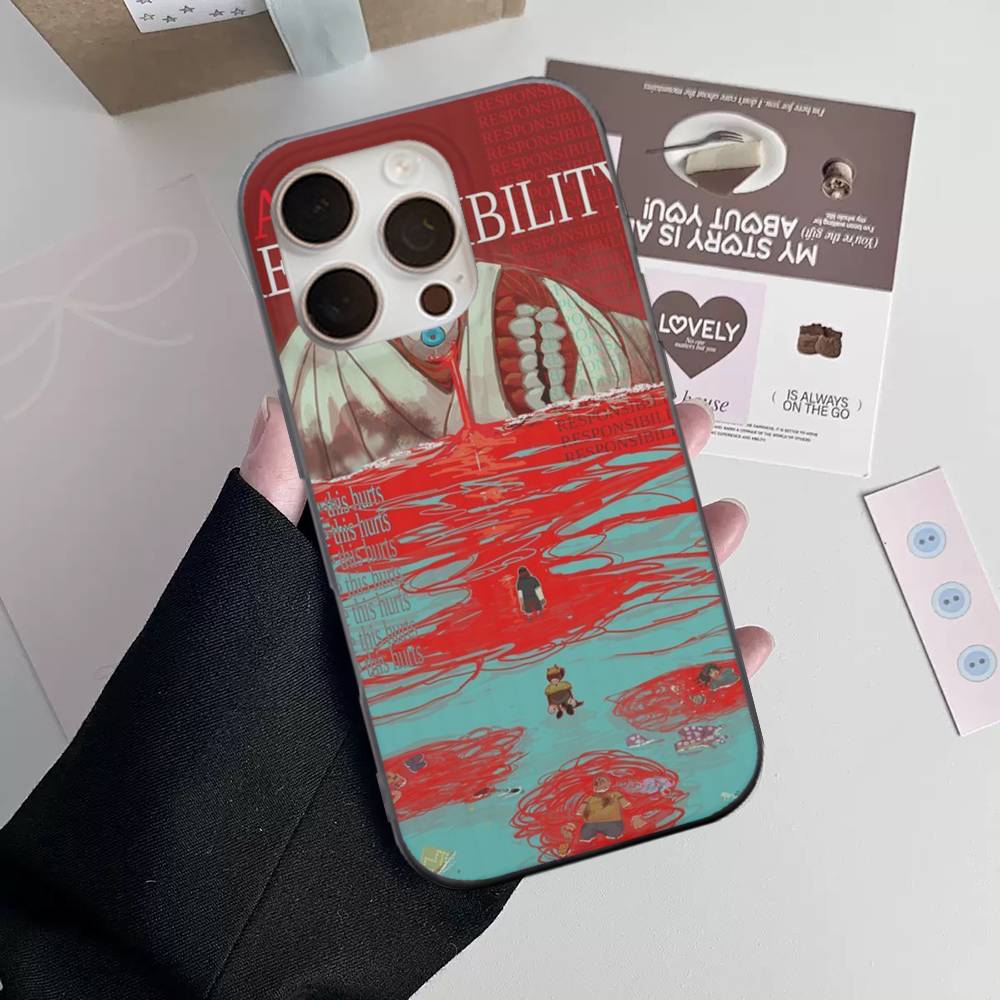 Popular Game Anime M-Mouthwashing For IPhone 17 16 15 Plus Pro Max 12 14 Plus 11 13 Wave Corrugated Stripe Funda Phone Cover