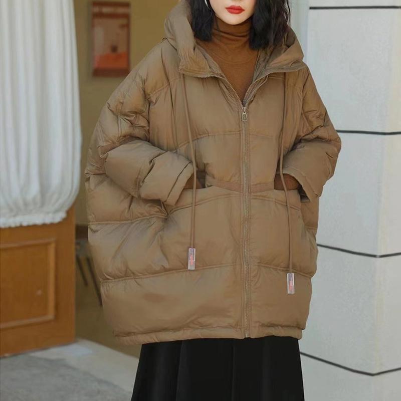 

Осень и зима Женская свободная куртка большого размера с капюшоном свободного силуэта средней и длинной длины Женская зимняя куртка с капюшоном one size