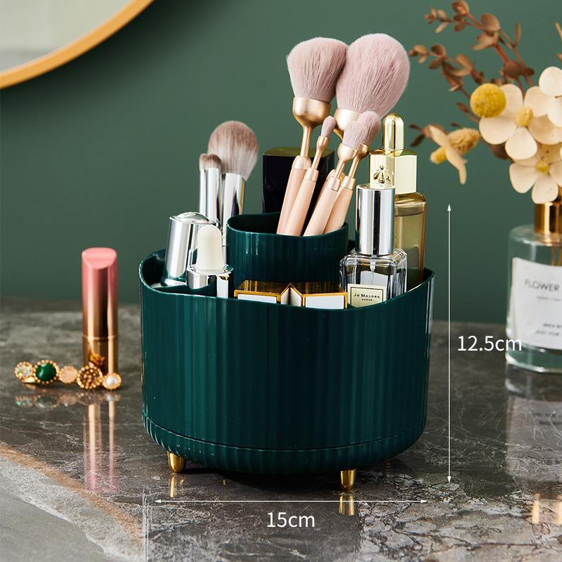 360° otočný organizér na make-up do ložnice, stolní kosmetický úložný box, přenosný držák na rtěnku, štětec na make-up, držák na pero do koupelny