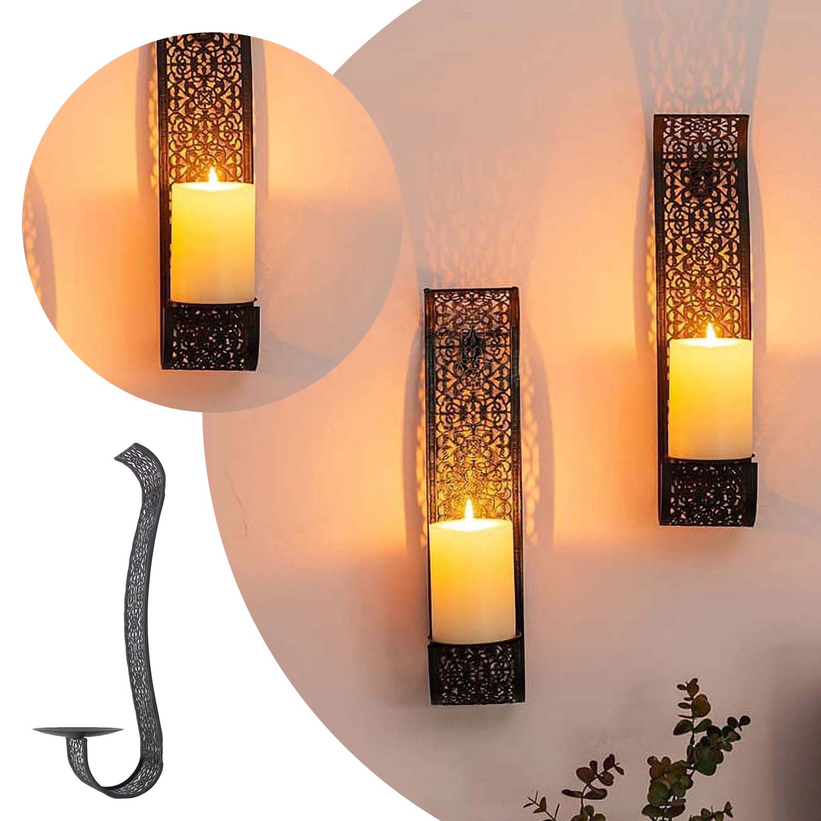 Wall Mounted Column Candlestick Used For Room Decoration European Pattern S Shaped Wall Candlestick Candle Holders Centerpiece (Black,One Size) чёрный
