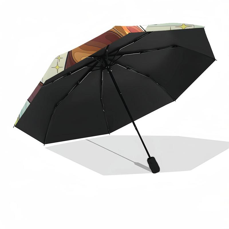 Western Cowboy Hat with Sunflowers and Daisies - Automatic Opening Umbrella, Portable Tri-Fold Design, 8-Bone Iron Frame, , Festival Gift Fo