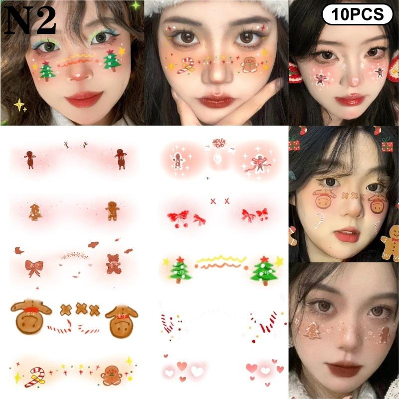 Christmas Face Sticker Corner Of Eyes Sticker Temporary Tattoos Body Art Party Self Adhesive Love Creative Cute Colorful Sweet