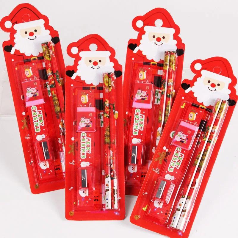 5pcs/set Drawing Pencil Cartoon Christmas Gift Stationery Set Multipurpose Kids Writing Tools for Student School Art Supplies