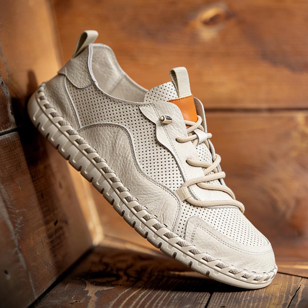 Little White Shoes Are Versatile and High-end Leather Breathable Men's Shoes Do Not Stink, the First Layer of Cowhide Soft Sole Casual Shoes for Men